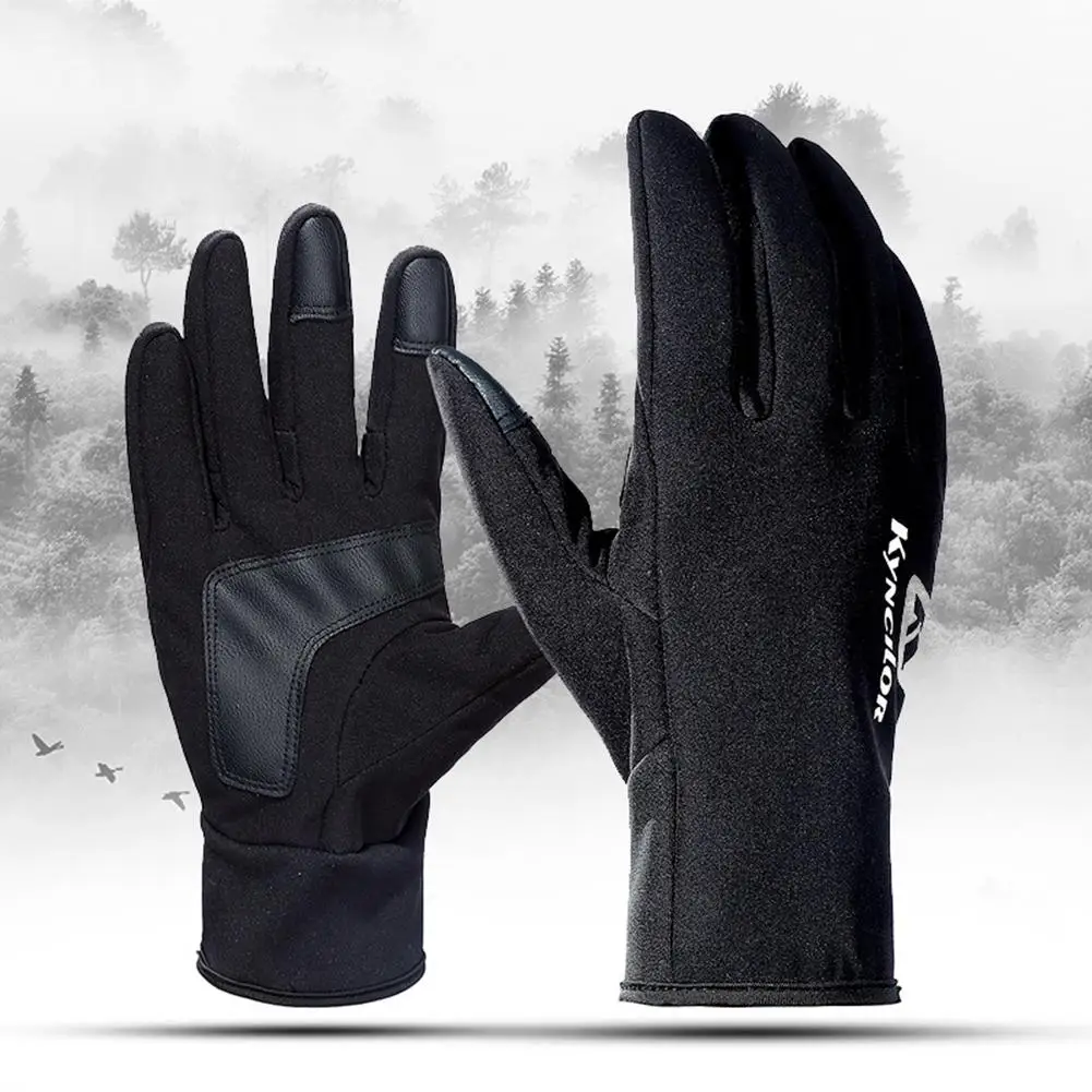 Kensal зимние уличные унисекс спортивные теплые перчатки для верховой езды черная ветрозащитная ткань+ флисовые ветрозащитные Нескользящие лыжные перчатки с сенсорным экраном