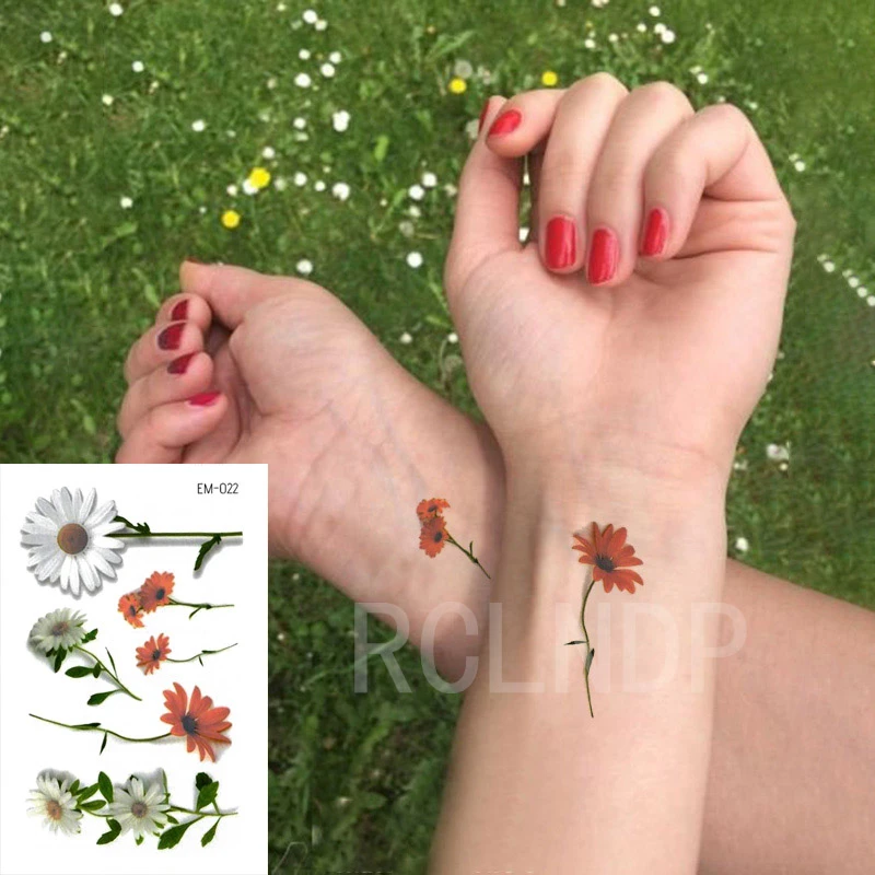 防水一時的なタトゥーステッカー色コスモス花かわいい小さな植物偽タトゥーフラッシュタトゥーボディーアートのための女性 男性 子供 消えるタトゥー Aliexpress