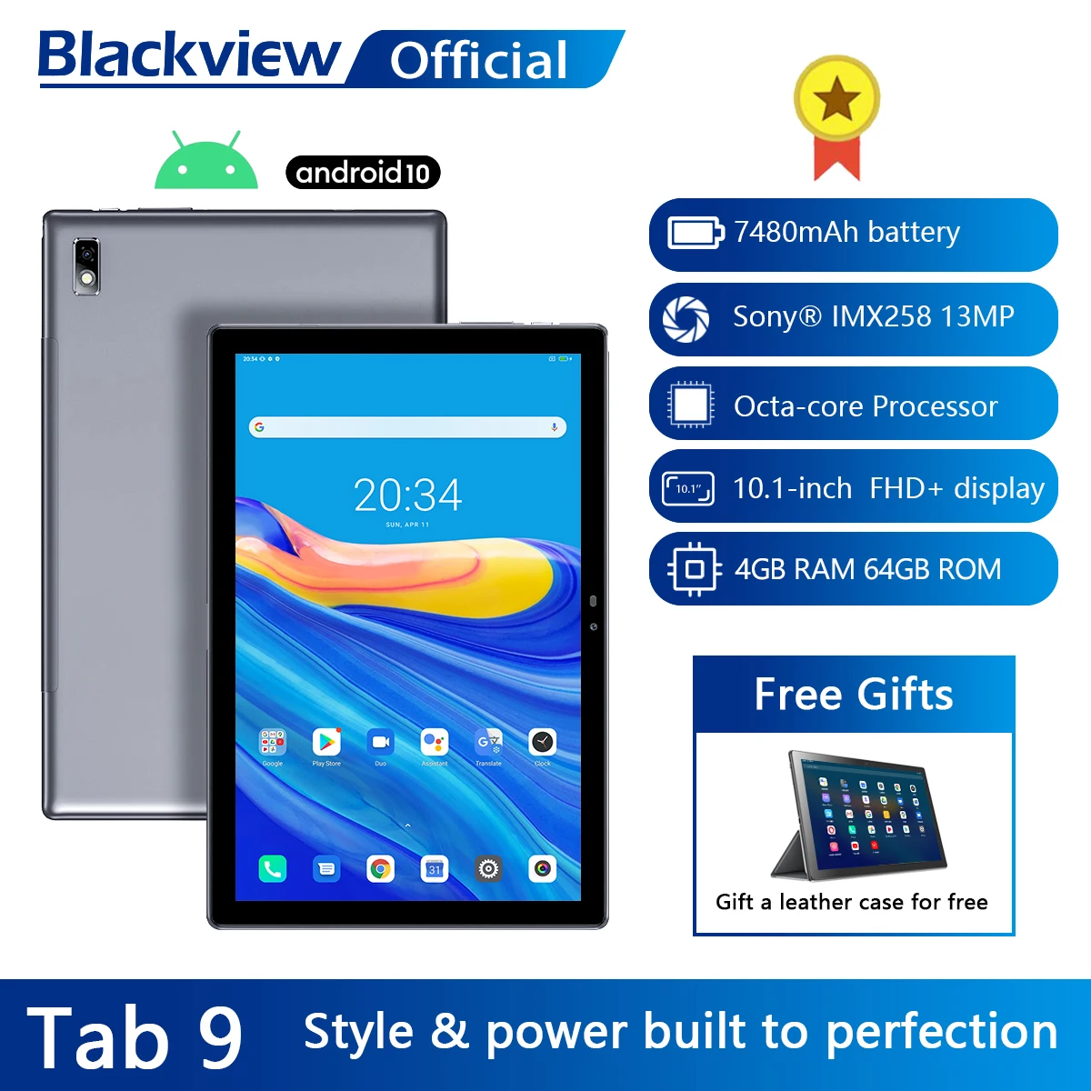 Планшет Blackview Tab 9 на Android 10 восемь ядер экран 1 дюйма 4 Гб + 64 ГБ | Компьютеры и офис