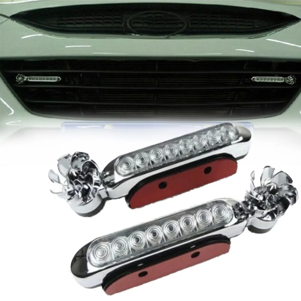 

Car Headlight Fan Energy Saving Led Light Daytime Running Warning Auto Wind Powered With Bracket Driving External Compact