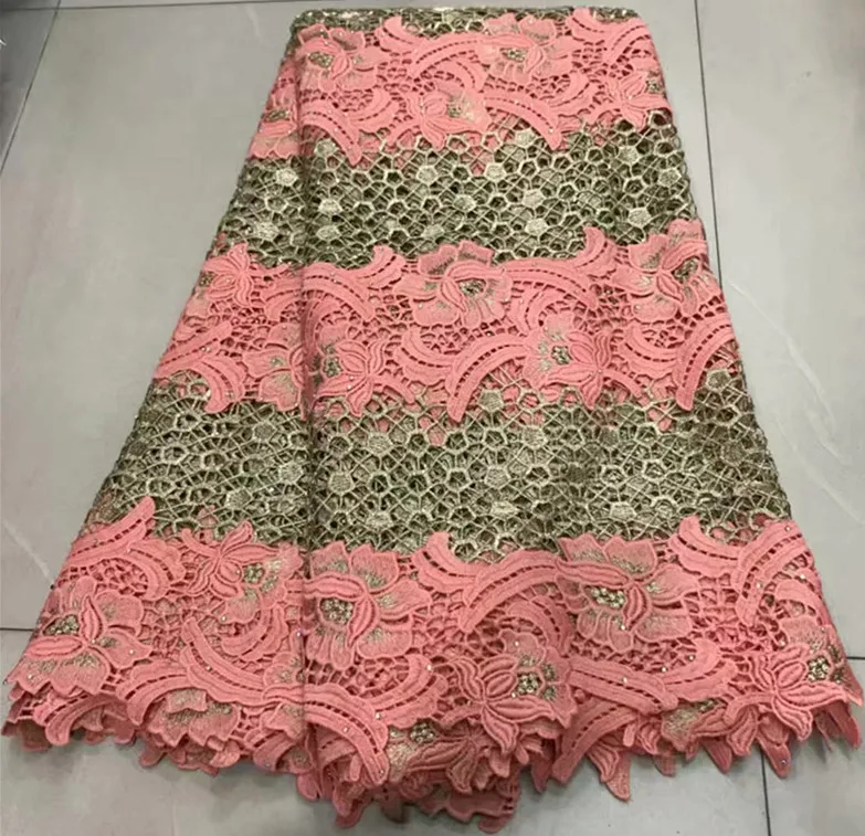 African cord lace fabric with stone latest african laces high quality guipure lace nigerian lace fabrics for dress ZQ-A190