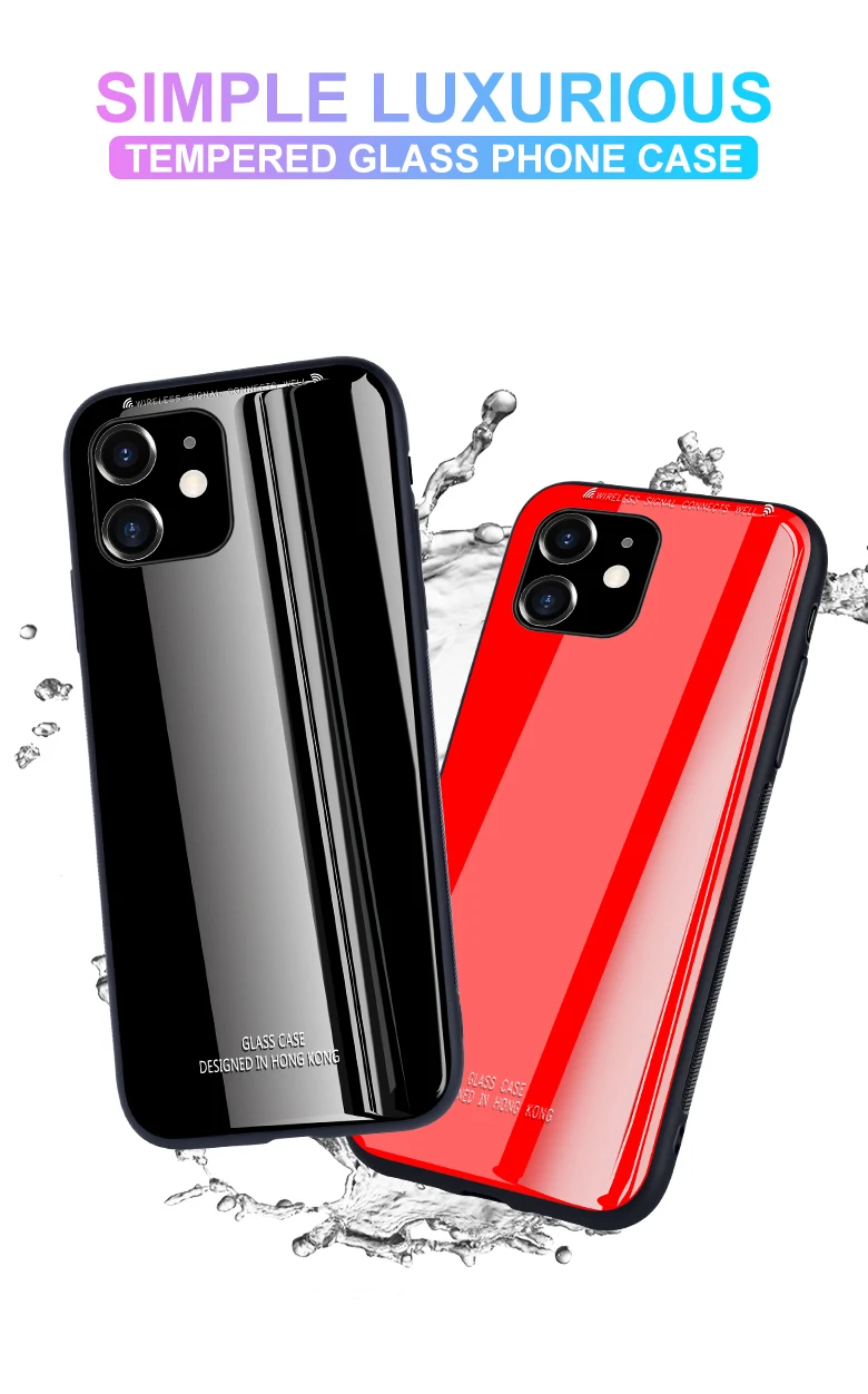 Роскошный чехол из закаленного стекла для телефона Iphone 11 Pro Max Xs Max Xr X Solid color glass чехол для Iphone 7 8 6 6s Plus 5 5S Se Coque