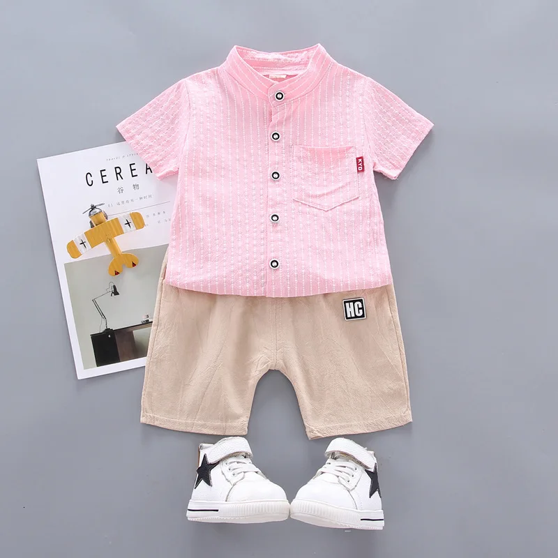 Children Outing Clothes Toddler Summer Baby Boys Girls Stripe Printing Turtleneck T Shirt Pants 2Pcs/sets Infant Kids Tracksuits