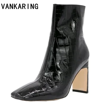 

fashion snake print leather ankle boots for women sexy high heels boots woman runway designer pumps botas mujer western boots