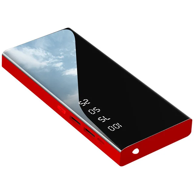 Полный экран power Bank 30000mAh power bank Мобильная внешняя батарея портативное быстрое зарядное устройство цифровой дисплей для всех смартфонов - Цвет: Black Red 30000mAh