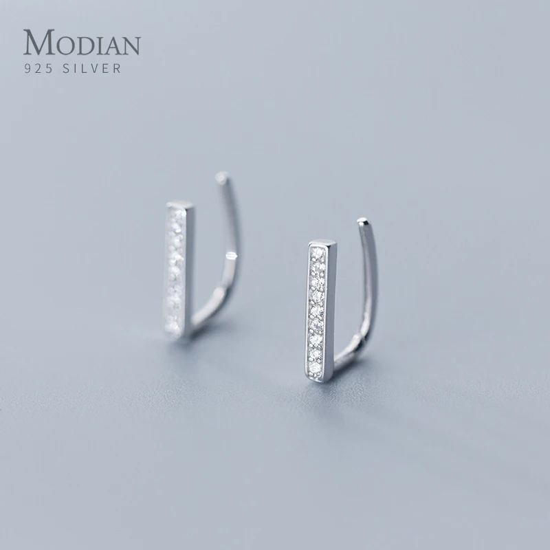 Modian сверкающий Цирконий Буква U-Форма Аутентичное Стерлинговое Серебро 925