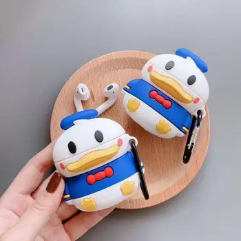 

For AirPods 1 2 Case Cartoon 3D Stereoscopic Cute Duck Donald Wireless Bluetooth Silicone Earphone Cover EarPods case