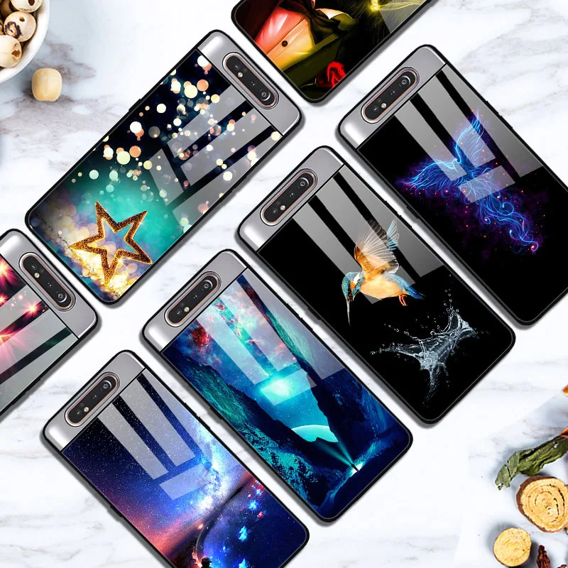 Чехол из закаленного стекла для samsung Galaxy A80, мягкий бампер с 3D принтом кота, чехол для телефона samsung Galaxy A80 A 80