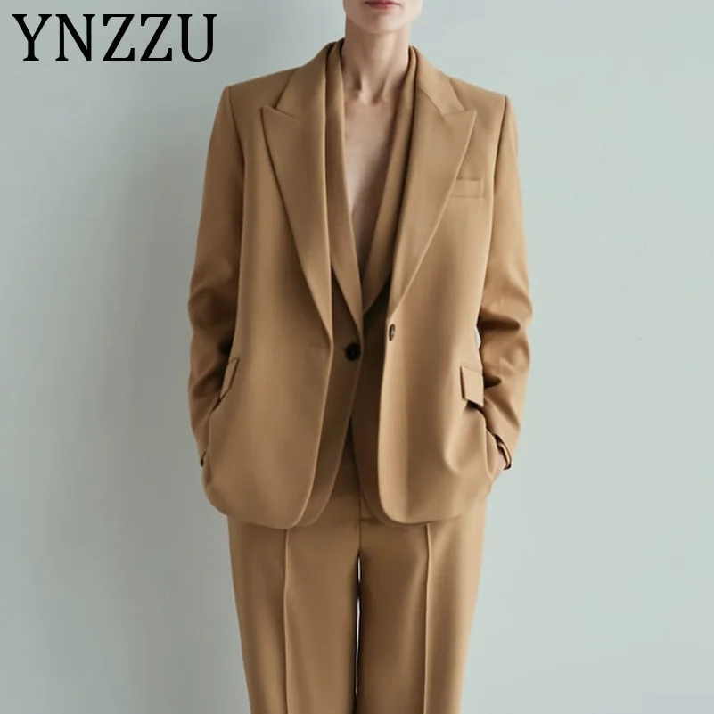 YNZZU 2019 осенний Элегантный женский блейзер с длинным рукавом на одной пуговице