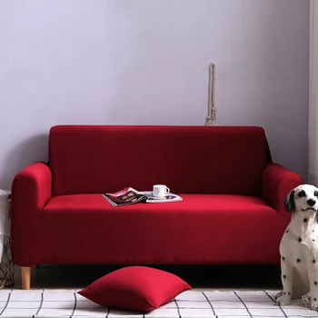 

Wine Red Elastic Polyester Couch Cover Set Sofa Cover for Living Room L shape Armchair Cover 1/2/3/4 seater 1pc