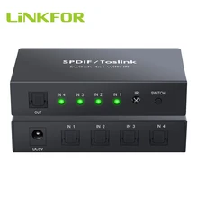 Цифровой оптический аудио коммутатор LiNKFOR 4x1 SPDIF Toslink с оптическим кабелем, четыре входа, один выход, аудио переключатель