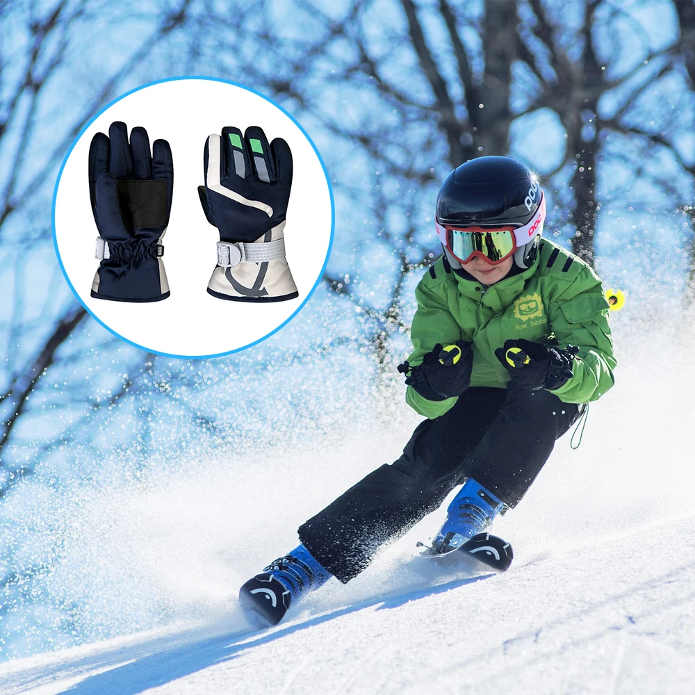 Puseky От 3 до 6 лет, Детские Зимние теплые перчатки для мальчиков и девочек, лыжные перчатки для велоспорта, альпинизма, водонепроницаемые