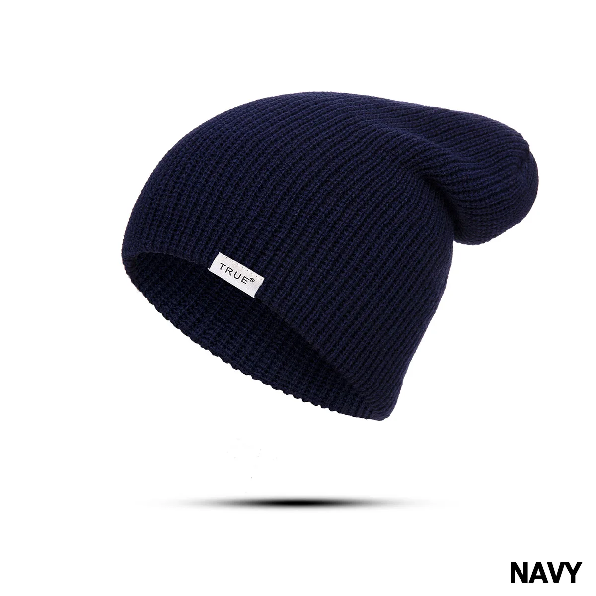Повседневная Вязаная Шапка-бини для мужчин, модная женская вязаная зимняя шапка, одноцветная шапка в стиле хип-хоп с буквами - Цвет: navy