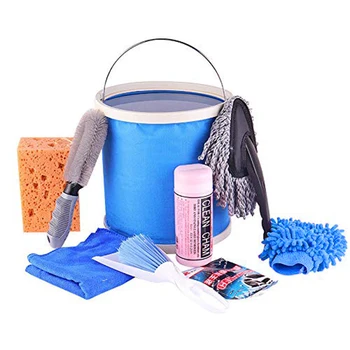 

9pcs Car Washing Folding Bucket Dustproof Vehicle Cleaning Kit Portable Multi Function Exterior Interior Lightweight Universal