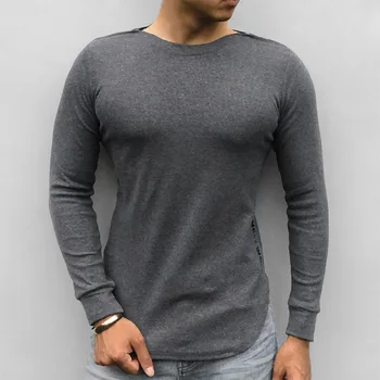 

Men's Letter Casual Jogger Fitness Long Sleeve Knitted T-Shirts For Male New Athleisure Active Run Tops Tees Shirts Plus Size