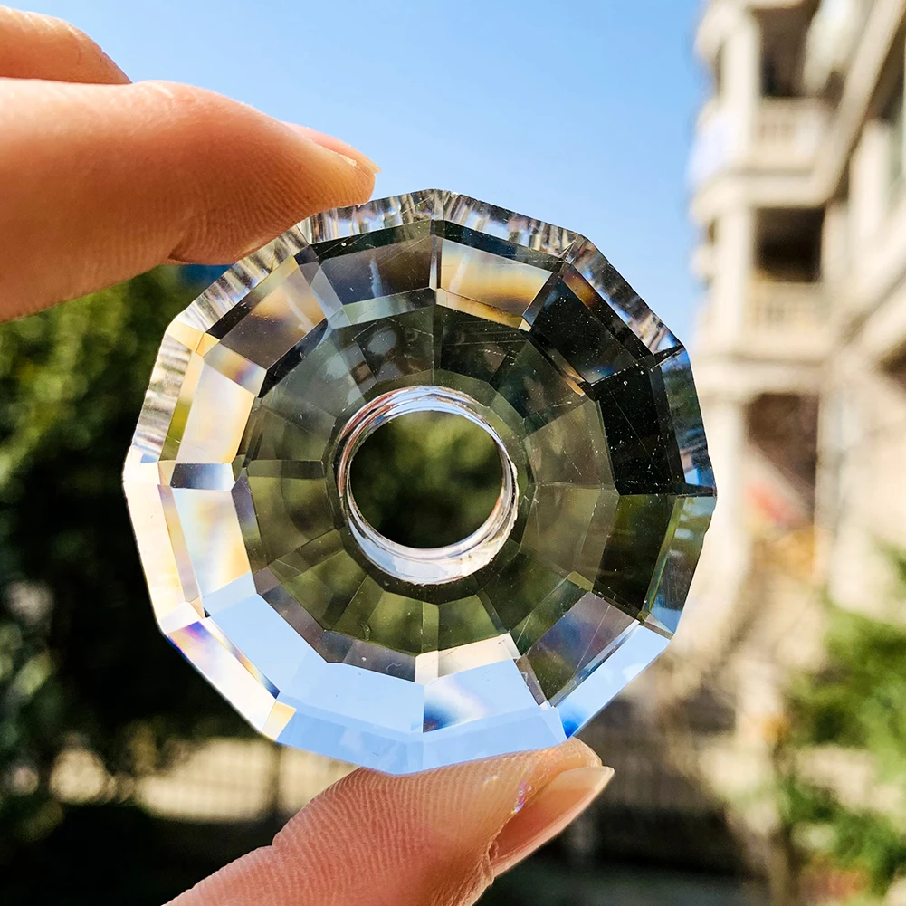 50mm Faceted Crystal Prism Suncatcher Hanging Glass Crystal Pendant Clear Chandelier Parts Home Decoration Props Accessories crystal sun catcher chandelier crystal drops