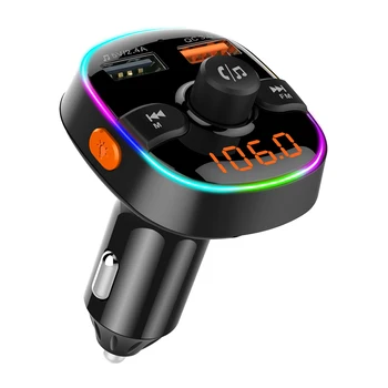 

Car MP3 Player FM Transmitter Bluetooth Hands-Free Colorful Atmosphere Lights Dual USB QC3.0 Fast Charge Car Accessories