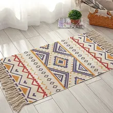 Нордический стиль, хлопок, лен, ручная работа, прямоугольная область, пледы, ковер, геометрический цвет, узор, кисточки, домашний ковер, напольный, дверной коврик
