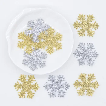

100Pcs 30mm Glitter Bepowder Fabric Snowflake Applique for Party Christmas Decor Crafts DIY Hat Bow Tree Accessories Patches L89
