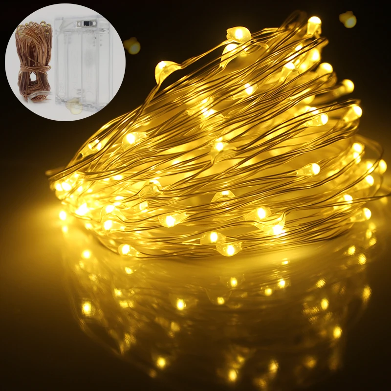 

Led Strings light 2M 5M 10M 100led Copper Wire 3XAA Battery Operated Christmas Wedding Party Decoration LED String Fairy Lights