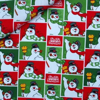 

108cmx100cm Cotton Woven Fabric for textile, pathwork, cloth - Snowman and patch