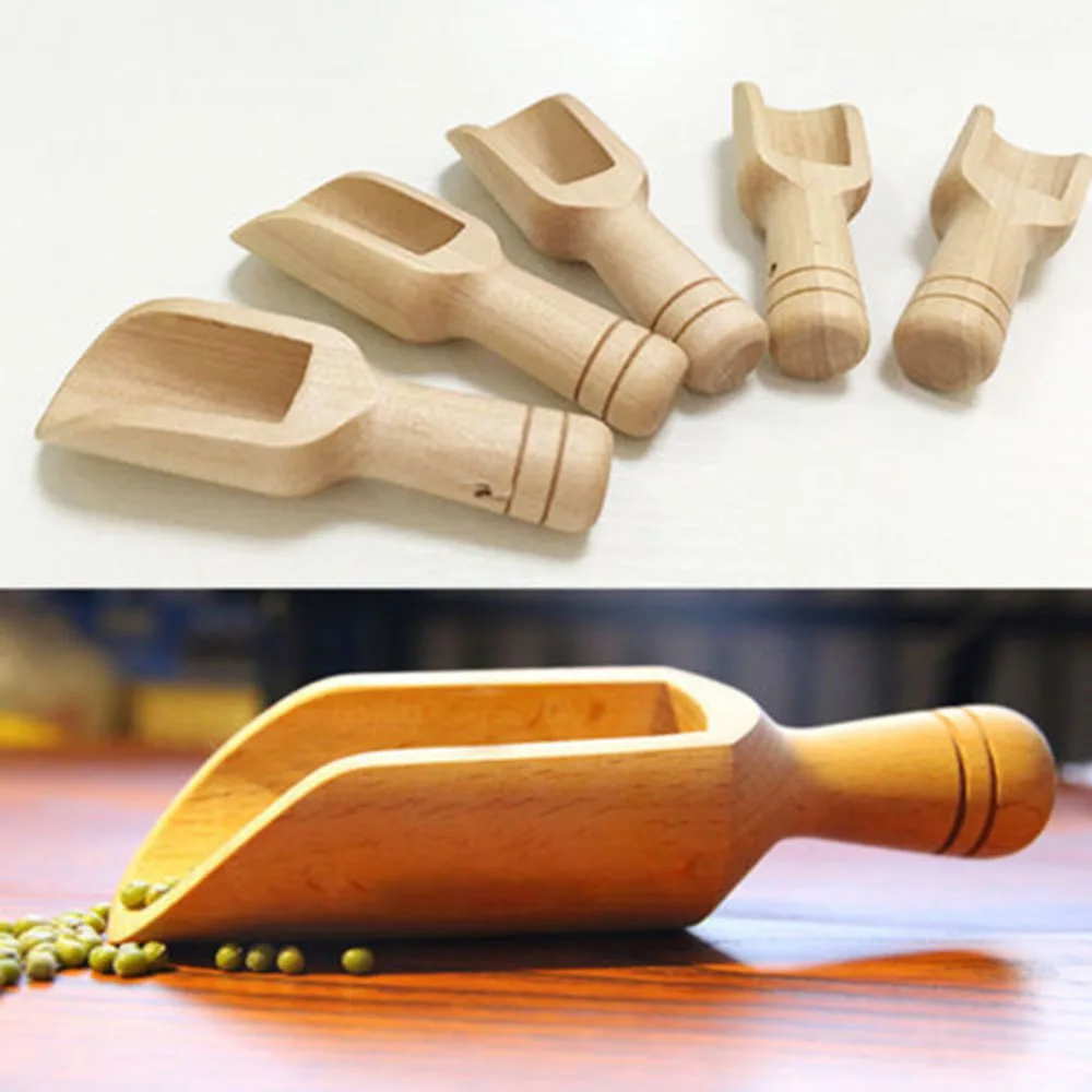 

Mini Wooden Scoops Salt Powder Spoon Bath Shower Tool Salts Laundry Detergent