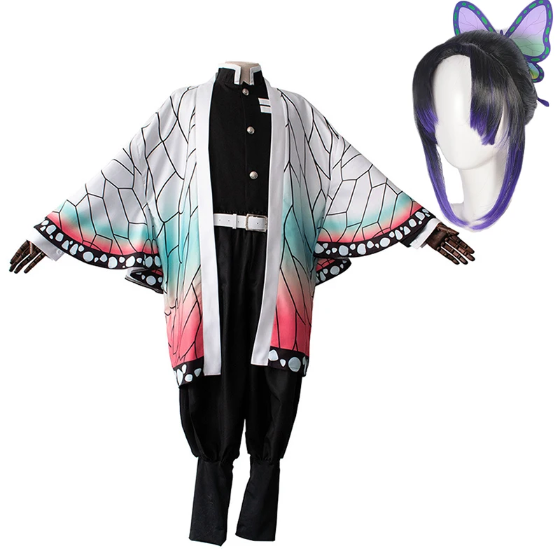 Костюм для косплея кимоно из аниме рассекающий демонов парик шинобу камадо