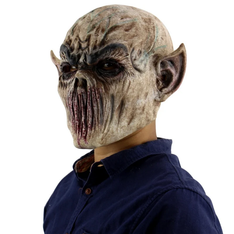 Хэллоуин Зомби Маска реквизит зуб приведение; Зомби Маска реалистичный карнавальный на Хэллоуин маска длинные волосы призрак страшная маска