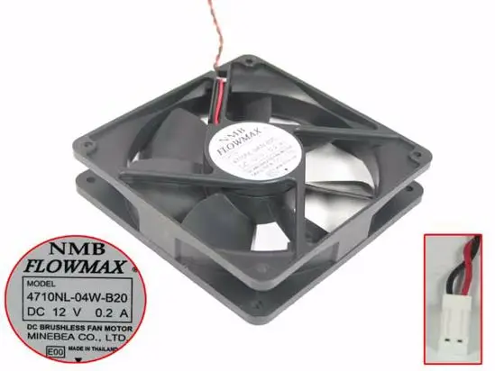 

NMB-MAT 4710NL-04W-B20 E00 DC 12V 0.20A 120x120x25mm 2-wire Server Cooling Fan