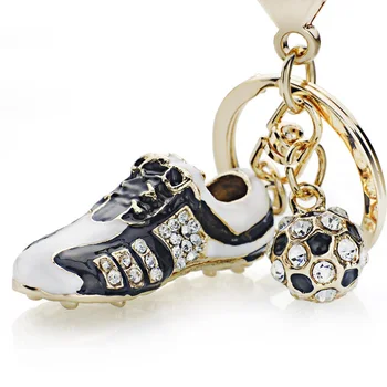 

Crystal Football Soccer Shoes Rhinestone Keychains For Car Purse Bag Buckle Pendant Keyrings Key Chains Women Gift