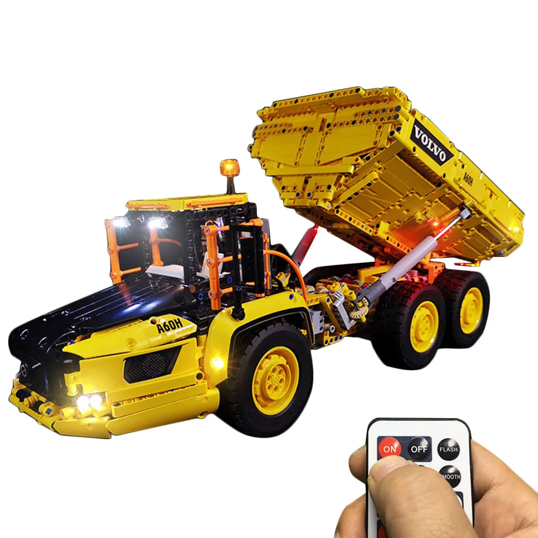 

AAA Battery Powered 4CH LED Lighting Kit for Technic 6x6 Volvo Articulated Hauler 42114 (LED Only, No Kit) - RC Version
