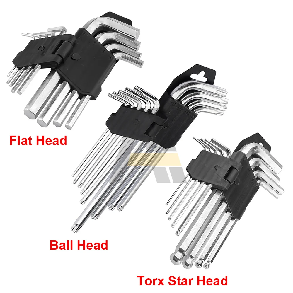 

1 Set Allen Key Set Hex Wrench Screwdriver Set Standard Hexagon Spanner Ball End Torx Star Keys Tool L Type 9Pcs Hand Tools Kit