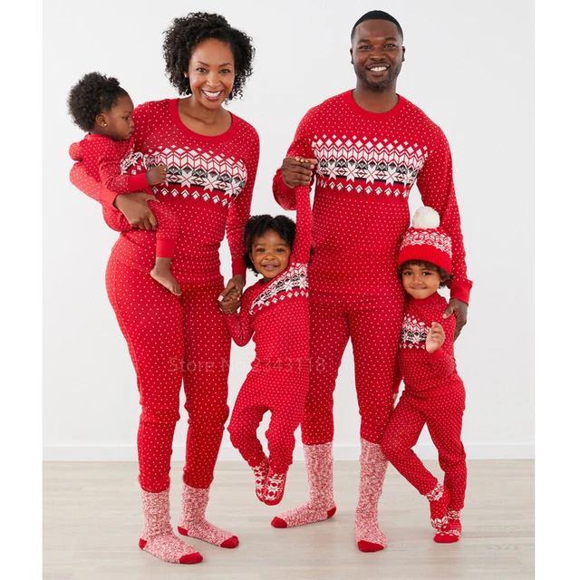 Christmas Family Matching Pajamas Red Plus Size Knitting Print Sleepwear  Xmas Couple Costume Mother Daughter 2 Pcs Set Homewear - Family Matching  Outfits - AliExpress
