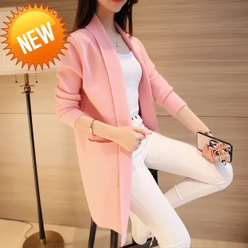 

Spring 2020 New Wild Loose Long Knitwear Cardigan Women Sweater Coat Long Sleeve Coat Sweater Women
