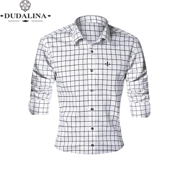

Cotton Fashion Blouse Shirt Plaid Social Masculina Dudalina Long Sleeve Slim Fit Shirt Men Floral Clothes Pullover Male Cold