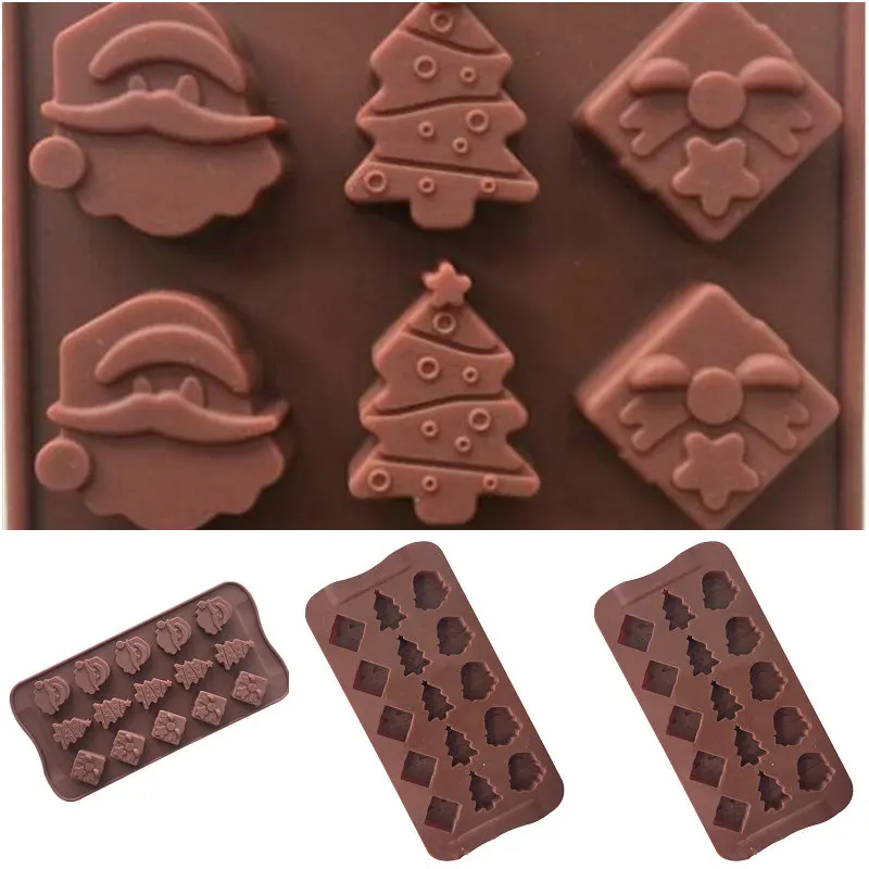 Santa Snowman Christmas Tree Shape 3D DIY Chocolate Candy Jelly Biscuits Soap Mold Cake Decorating Tools Silicone mold | Дом и сад