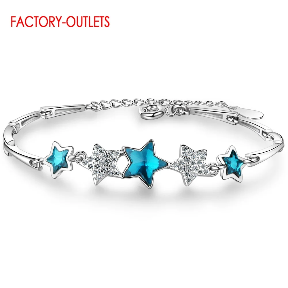 Новое поступление, женские модные ювелирные изделия, подвеска в форме звезды, браслет из натуральной 925 пробы, серебряный браслет для женщин и девушек