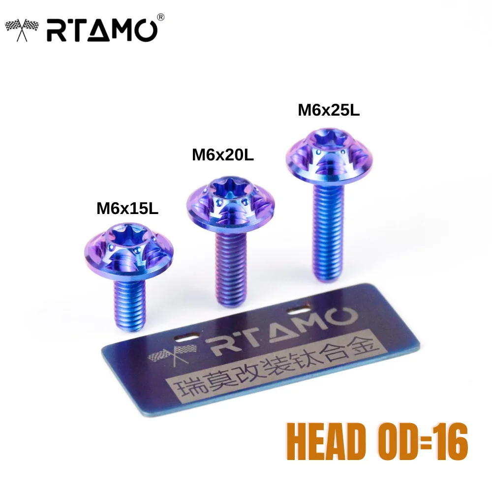 Big Head Titanium Screws T40 Disc Brake Rotor M6X15/20/25mm(OD = 16) Ti Bolts for Bike Motorcycle and Car Parts car screws motorcycle screws auto fasteners motorcycle fasteners 1PC