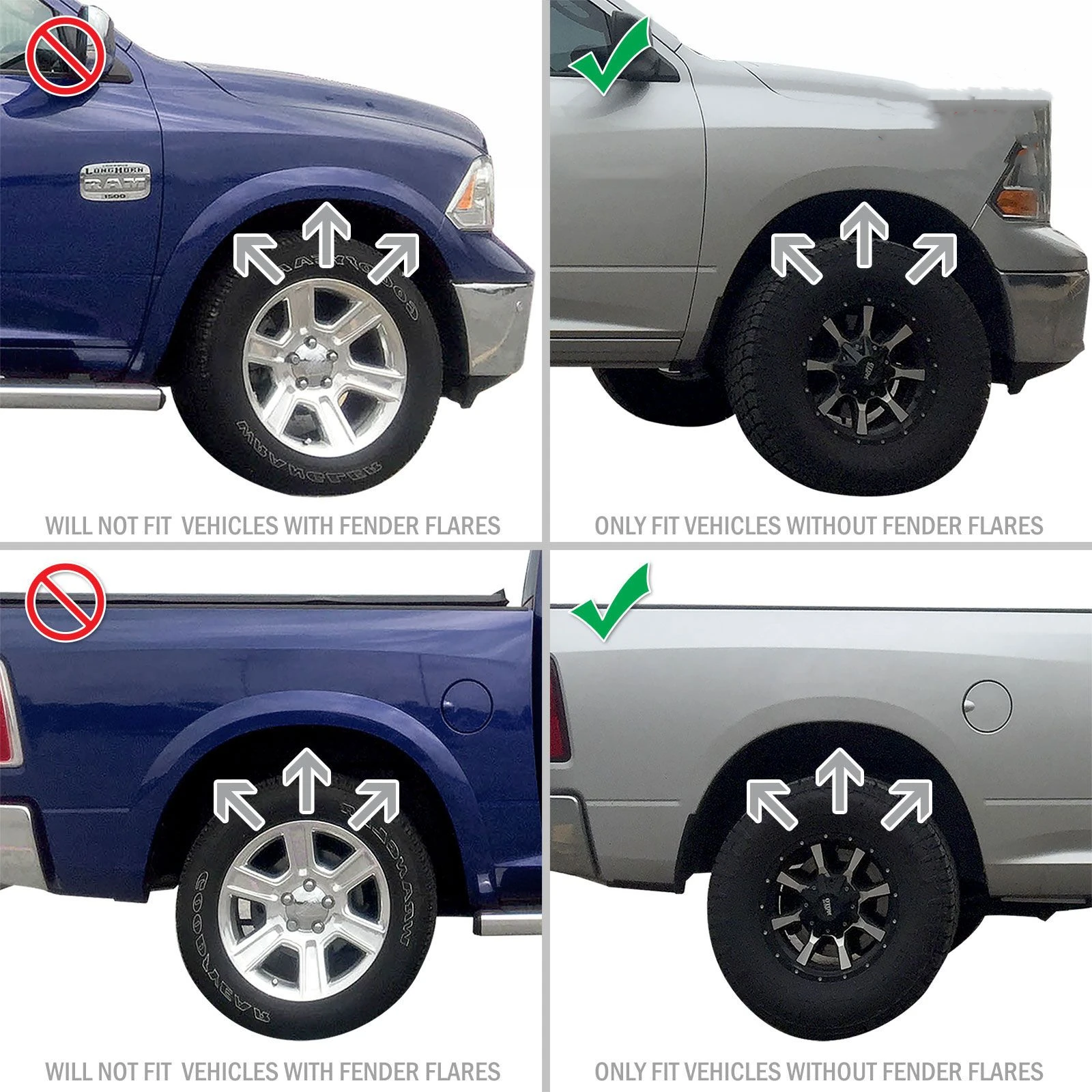 4 шт передние и задние брызговики подходят для Dodge Ram Брызговики 2009- Брызговики литые