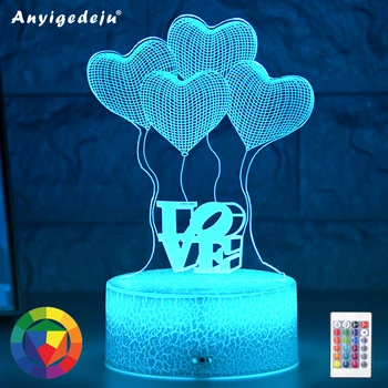 

Newest Kid Light Night 3D LED Night Light Creative Table Bedside Lamp Romantic Balloon Love light Kids Gril Home Decoration Gift