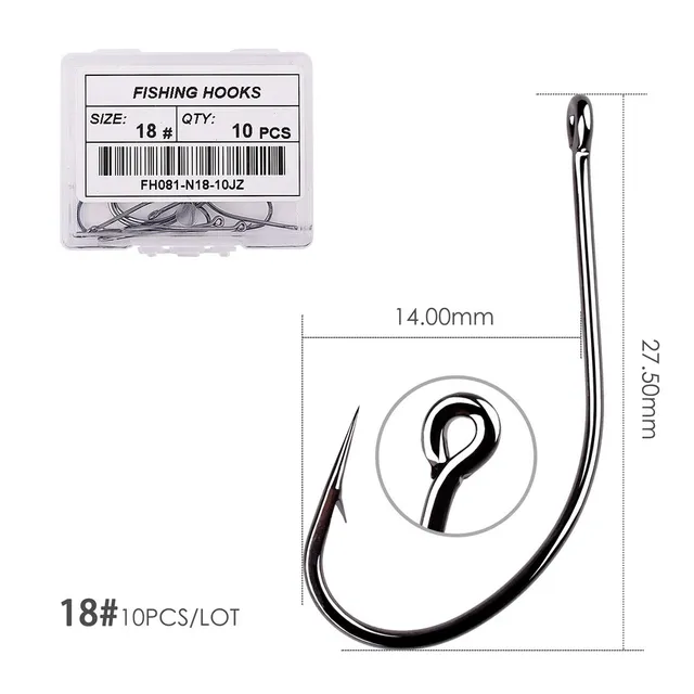 50pcs 10pcs Coating High Carbon Stainless Steel Barbed Carp Fishing Hooks Pack with Retail Original Box Fishing Hook Tackle Size 18 - 10pcs