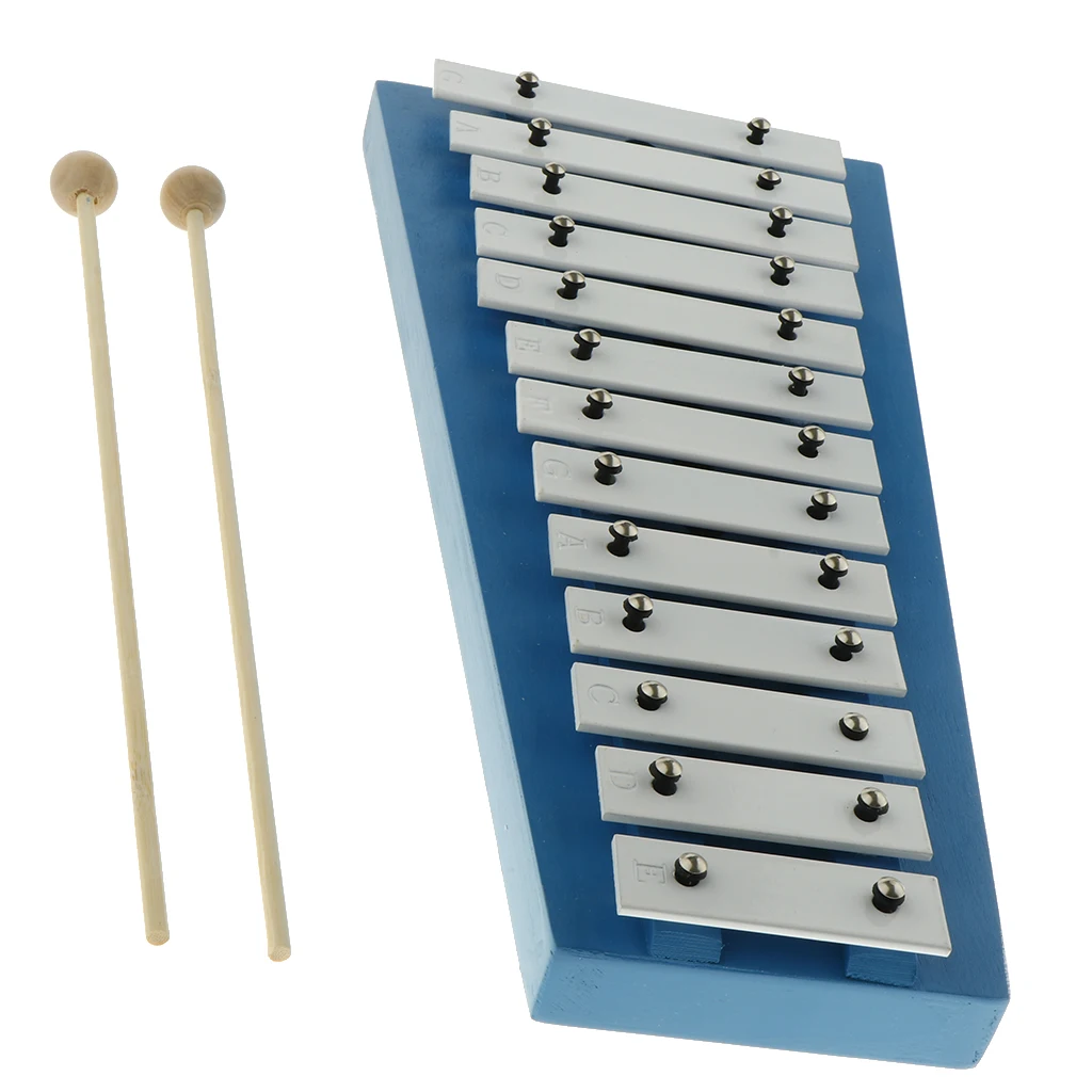 

Exquisite 15 Note Xylophone Aluminum Plate with Mallets Glockenspiel Hand Knock Percussion Instrument