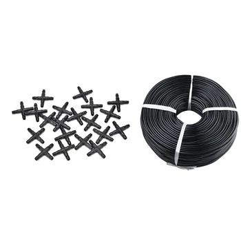 

20 Pcs Black Sprinkler Irrigation Tee Pipe Barb Hose Fitting Joiner Drip System for Tube & 1Pcs 4/7mm Greenhouse Garden Irrigati