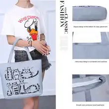 Многоразовая сумка для покупок, модная женская Холщовая Сумка-тоут, Эко сумка с принтом, мультяшная сумка bolsa de compras, сумки на плечо