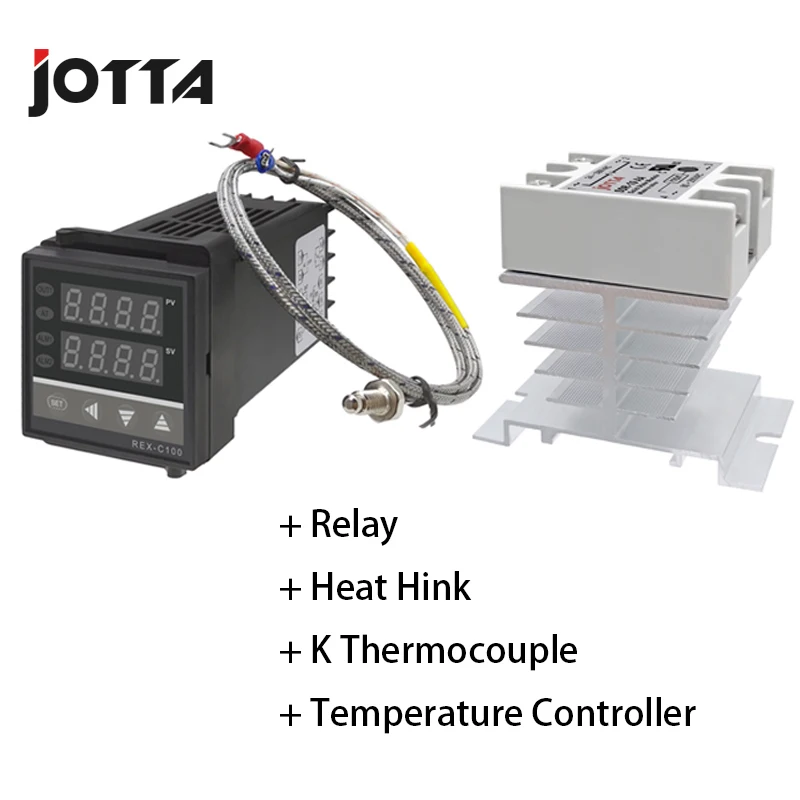 Цифровой PID регулятор температуры REX C100 термостат + K термопара 1 м Зонд RKC|Реле| |