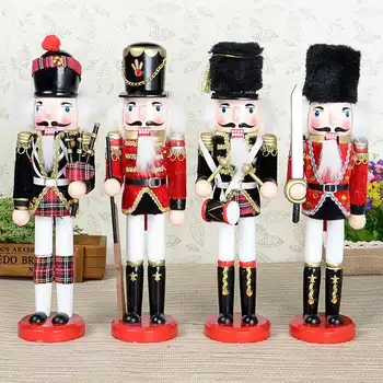 

Wooden Christmas Nutcracker Soldier Doll Gift Figures Home Office Party Ornament Christmas Tree Decor
