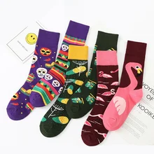1 пара забавных женских носков с изображением животных, фруктов, разноцветных носков, новинка Happy Sox, подарок на Рождество