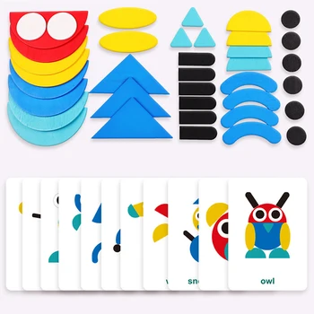 

Wooden Montessori Jigsaw Puzzles Toy Iron Box Fun Puzzle Baby Model Building Kits Puzzle Children's Educational Puzzle Wood Toys