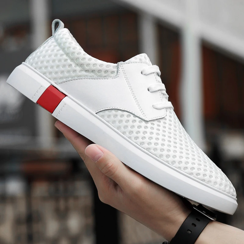 Кроссовки мужские сетчатые из дышащей кожи легкие повседневные уличные туфли