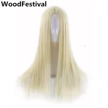 WoodFestival 9 цветов женские длинные прямые парики для косплея синий красный бордовый серебряный коричневый черный светлый жароустойчивый синтетический парик